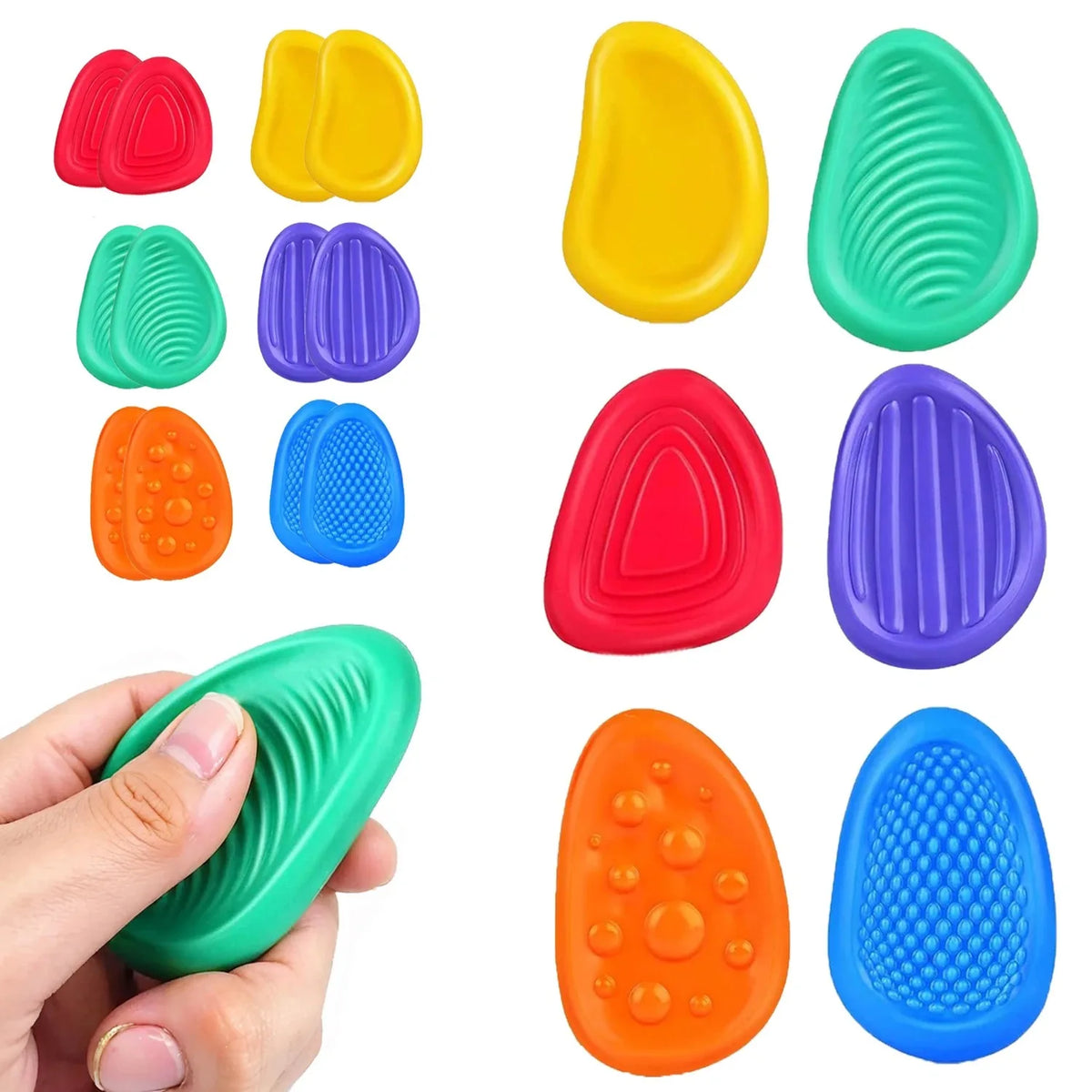 6Pcs Fidget Toys Sensory Stone for Kids Textured Soft Worry Stone for Autism Quiet Fidgets Stress Items Anxiety Relief Gift