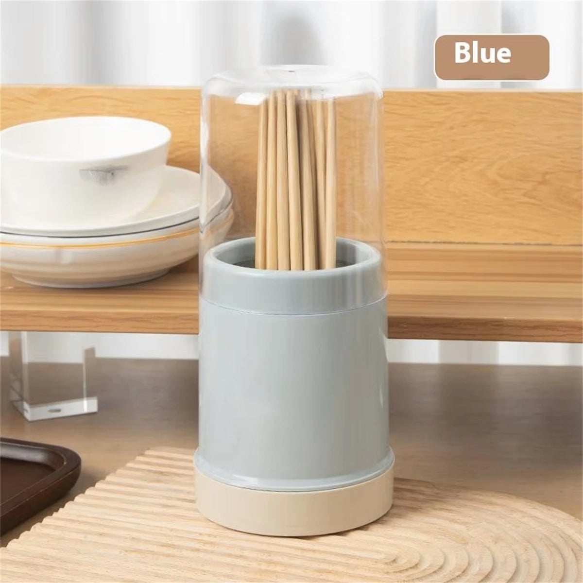 Kitchen Utensil Round Holder with Lid Plastic Cutlery Storage Holder Round Cutlery Drainer for Home Utility Storage Accessories