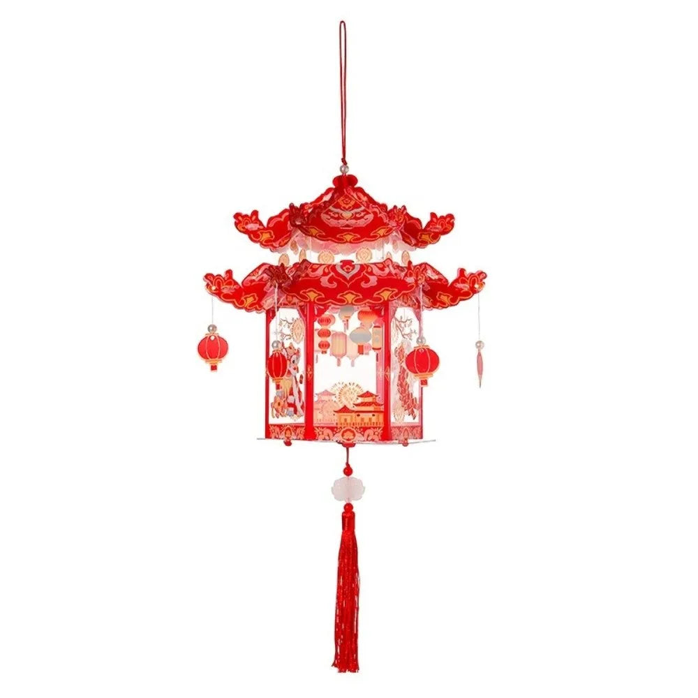 DIY Material Package Mid-Autumn Festival Lantern PVC Material Luminous Design Glowing Lantern Handheld Size Blessing Words