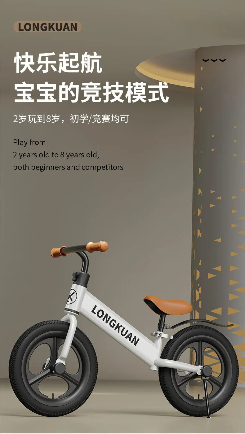12 Inches Balance Bike High Carbon Steel Frame Adjustable Handlebar Adjustable Seat Two Wheeled Gliding Push Bike Outdoor Riding