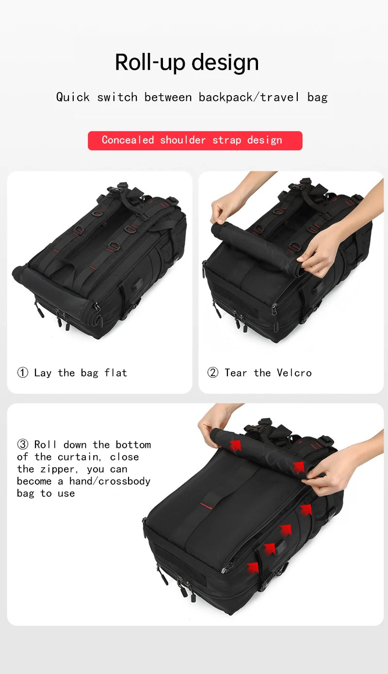 Reiserucksack mit großer Kapazität, 17-Zoll-Laptopfach, mit separatem Fach für trockene und nasse Gegenstände, Wanderrucksack für Herren.