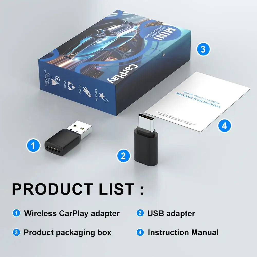 Wireless Adapter Smart Wireless CarPlay Android Auto USB Dongle WiFi Bluetooth Auto Connection OTA Upgrade für Original-Autos