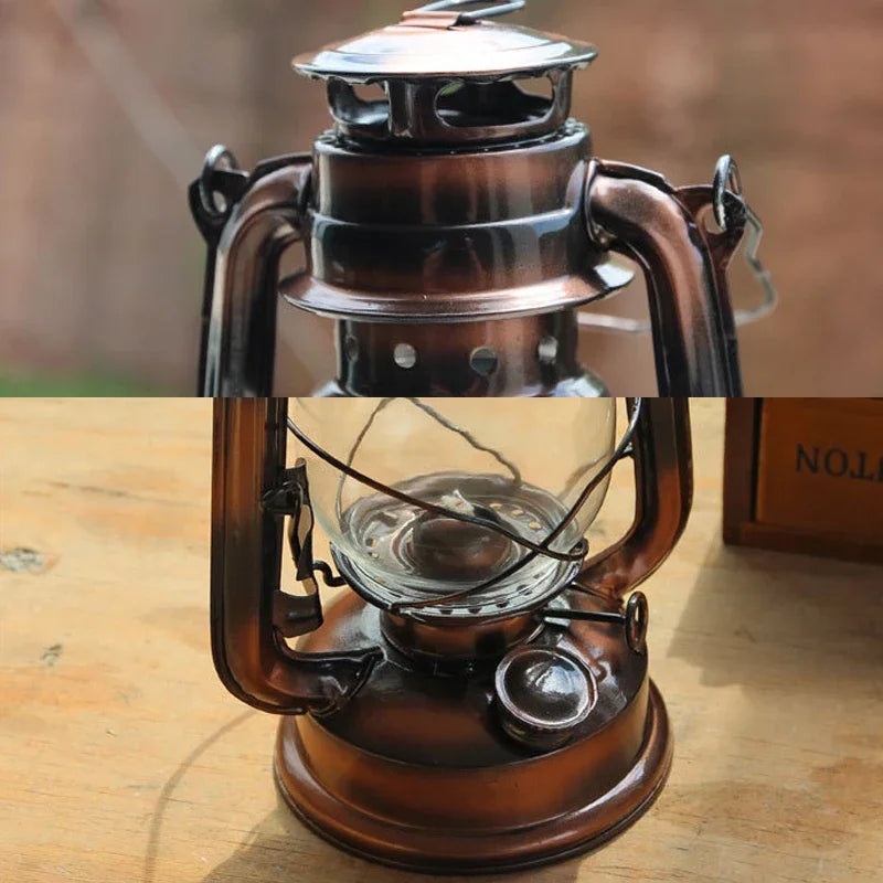 19/25cm Retro Classic Wrought Iron Lamp Lanterns Wick Portable Lights Oil Lantern Camping Hiking Home Decor