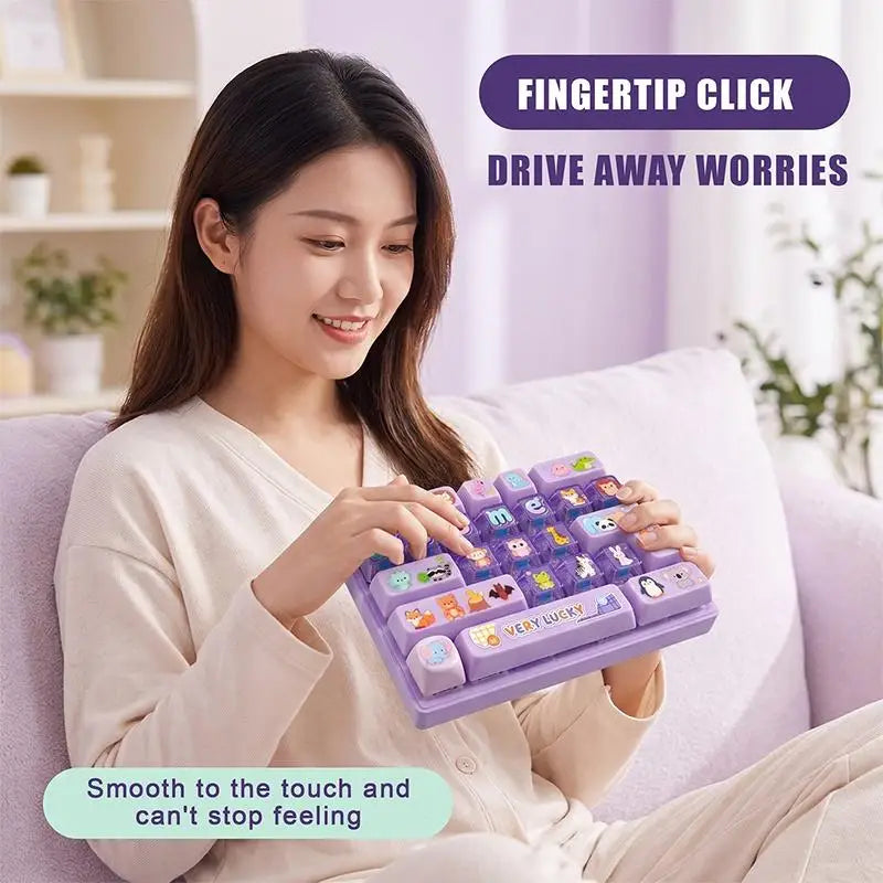 Purple Fidget Keyboard Toy With Cute Animal Patterns And Smooth Touch Perfect For Home Leisure Office Stress Relief