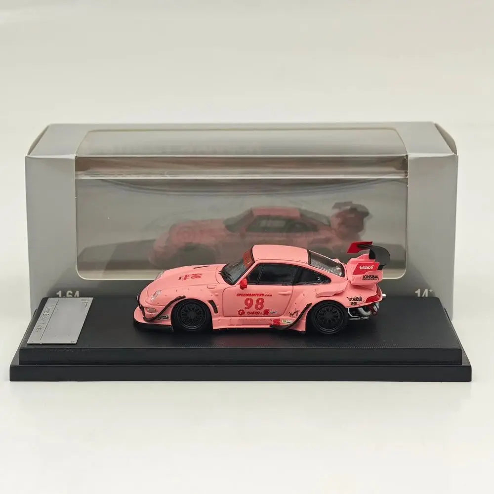 SW 1:64 for 993 Rauh-Welt Begriff #98 #91 Matte Pink/Green Diecast Model Car Miniature Limited Collection Toy Vehicle Models