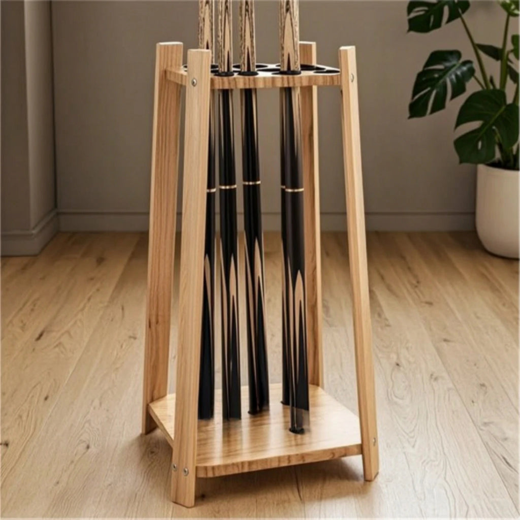 Billiard Cue Rack Solid Hardwood Pool Stick Holder Floor Stand Pool Cue Holder Stable Furniture Long-Lasting for Game Room