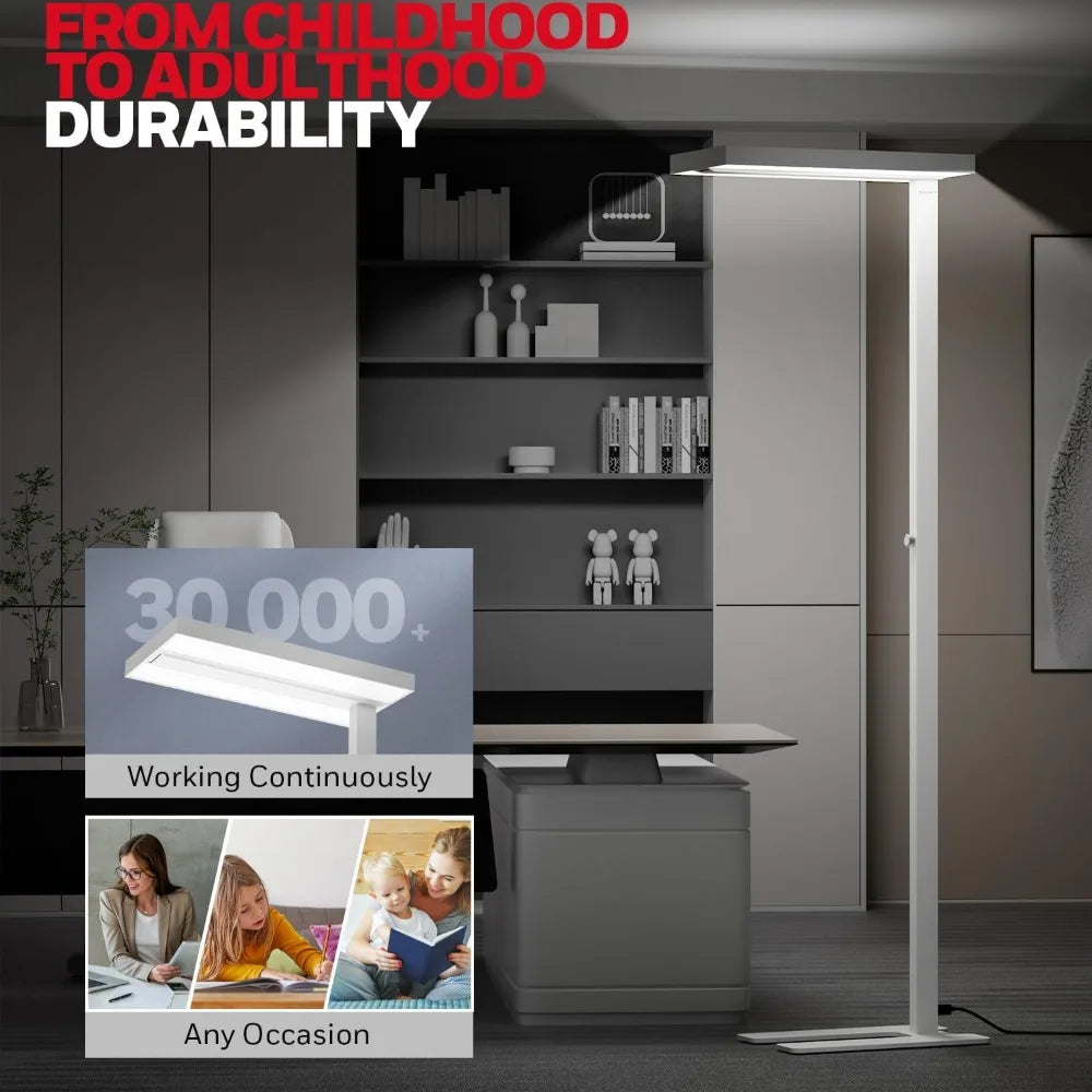 Modern Design LED Floor Lamp - Tall Dimmable Reading Light, 8000LM 4000K Daylight for Home, Office