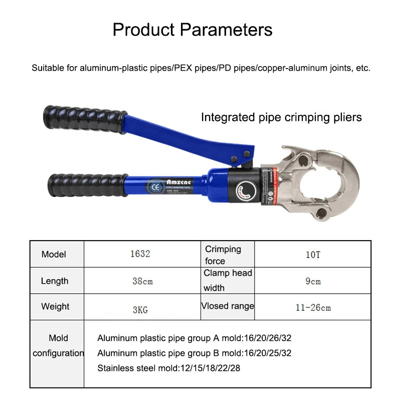 Manual Hydraulic Crimping Tool Copper Tube Pipe Propress Fitting Crimping Machine Integral Hydraulic Crimping Pliers