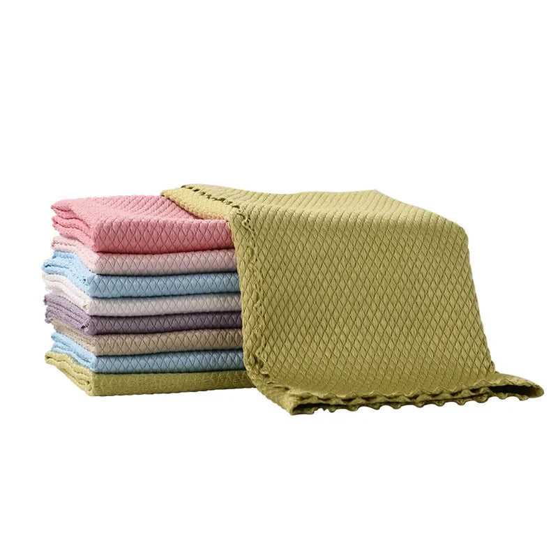 5 pcs Household Cleaning Products Cloth Fish Scale Rag for Glass Clean as Soon as You Wipe It Kitchen Tools Microfiber for Glass
