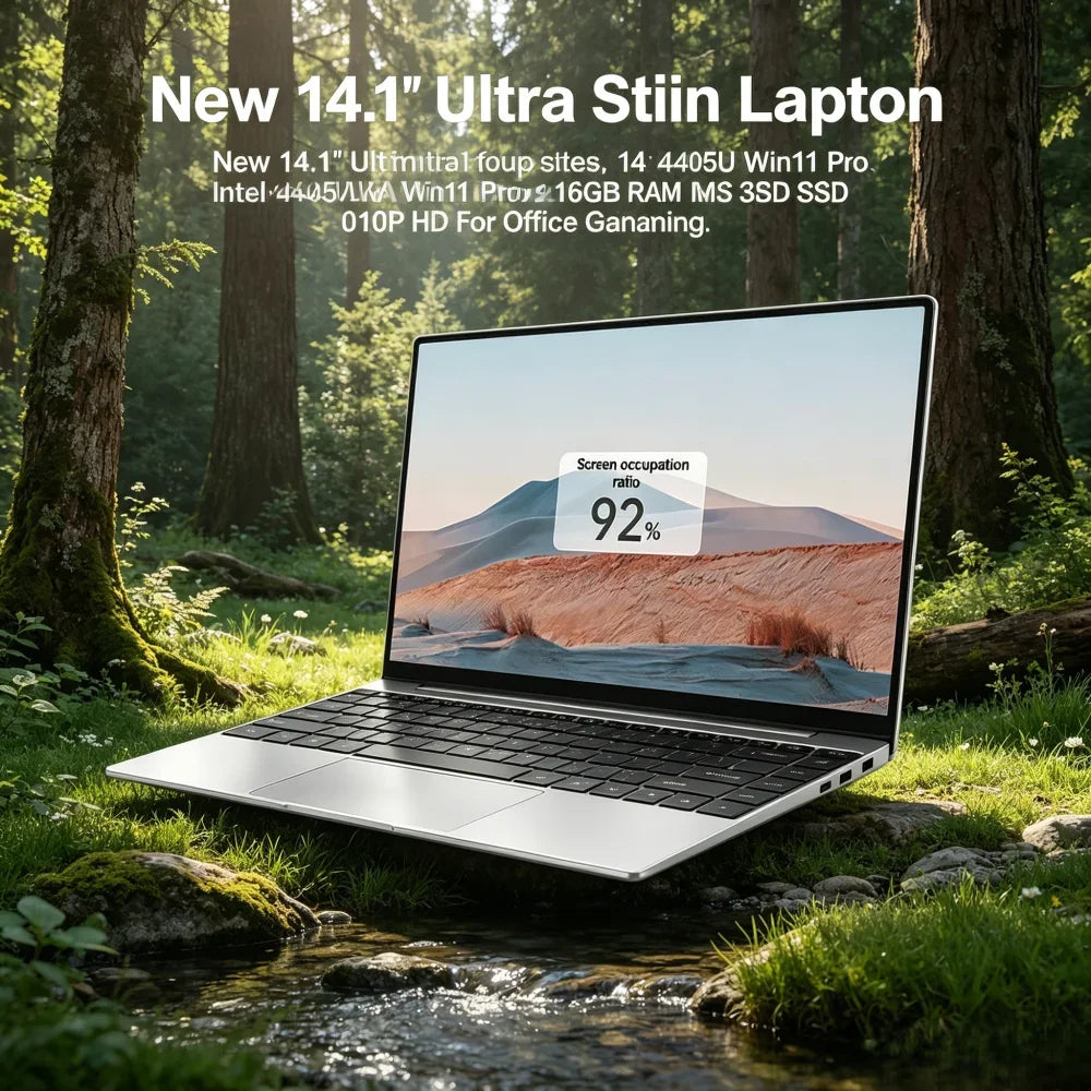 14.1" Ultra Slim Laptop Intel 4405U Win11 Pro 16GB RAM 2TB SSD 1080P HD Office Gaming Laptop