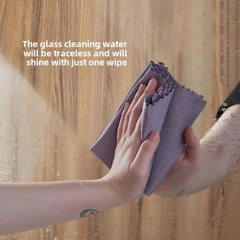 5 pcs Household Cleaning Products Cloth Fish Scale Rag for Glass Clean as Soon as You Wipe It Kitchen Tools Microfiber for Glass