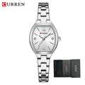 CURREN Fashionable Barrel-Shaped Simple Elegant Quartz Watch Women's Elastic Band Retro Women's Watch Gifts