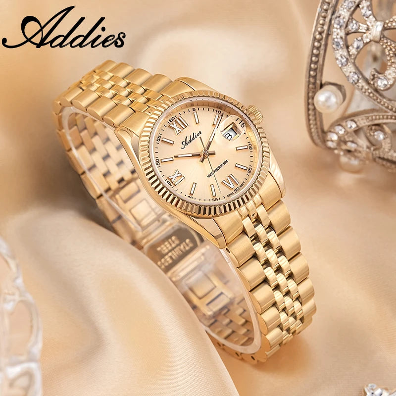 Addies High Quality Luxury Watch for Women Sapphire Glass 316L Stainless Steel BGW9 Luminous 50m Waterproof Ladies Quartz Watch