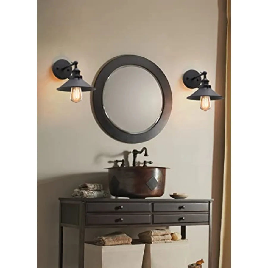 Vintage Industrial Metal Wall Sconce Lighting 180 Degree Adjustable Wall Lamp Matte