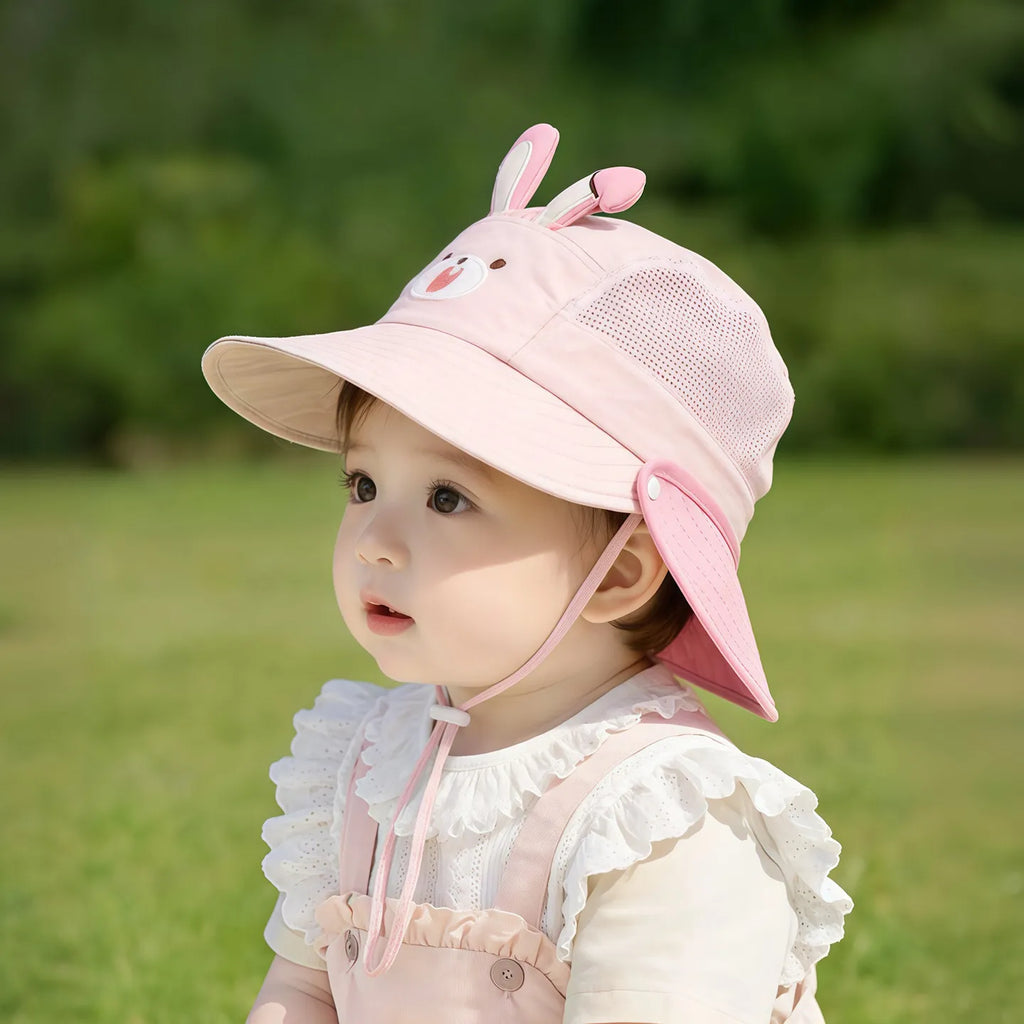 Cute Cartoon Baby Fisherman Hat Summer Mesh Breathable Bucket Hats for Toddler Kids Outdoor Casual Panama Basin Cap
