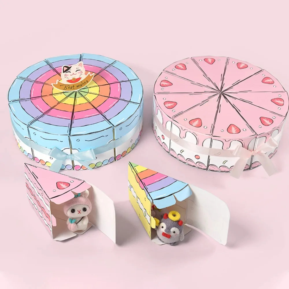10PCS Eco-friendly Paper Triangular Cake Shaped Gift Box DIY Combination Party Gift Packing Box Cartoon Candy Box Dessert