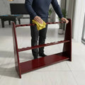 Floor-Standing Cue Rack Freestanding Wood Cue Rack Pool Stick Holder Rounded Corners Game Room Storage Trapezoid Profile
