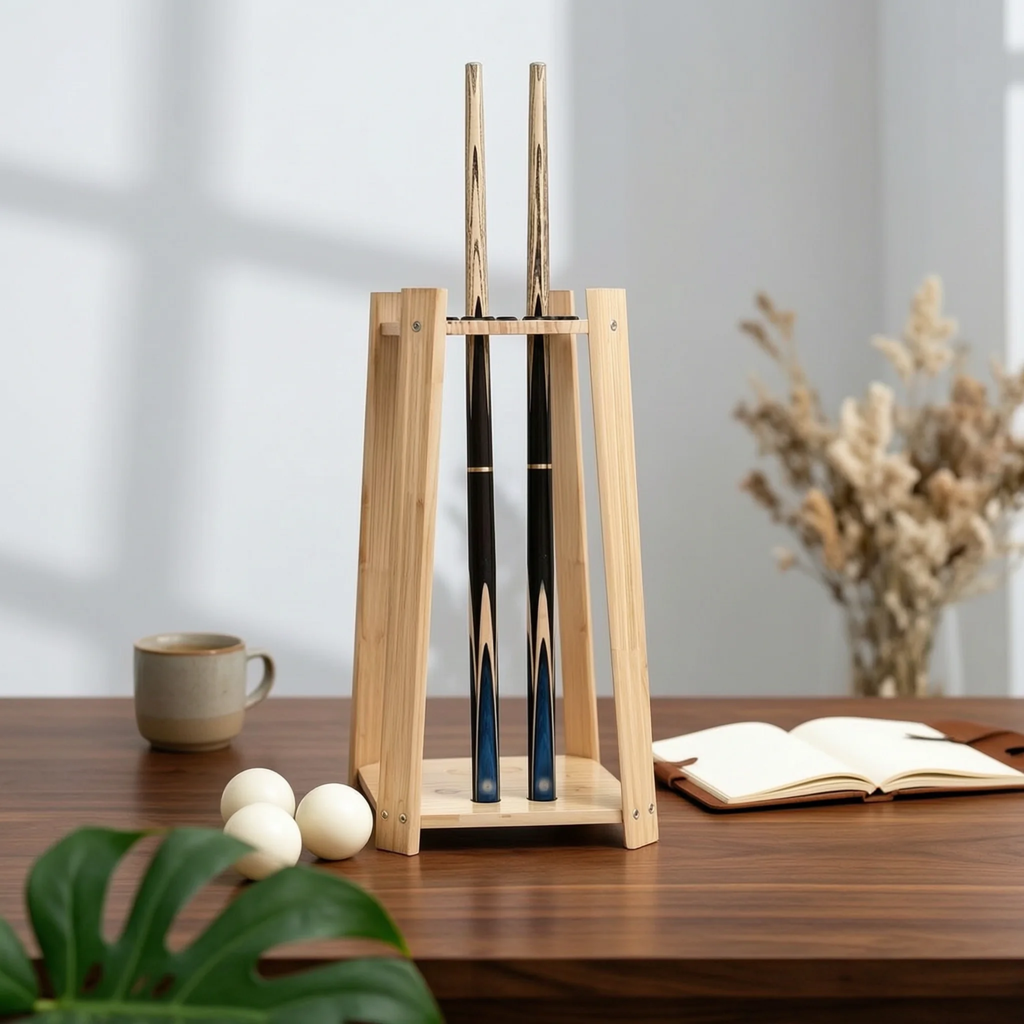 Billiard Cue Rack Solid Hardwood Pool Stick Holder Floor Stand Pool Cue Holder Stable Furniture Long-Lasting for Game Room