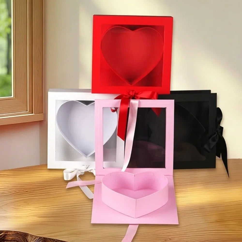 Transparent Window Mother's Day Gift Box Elegant Romantic Gift Packaging Box Fillable Cardboard Flower Display Box Bridal Shower