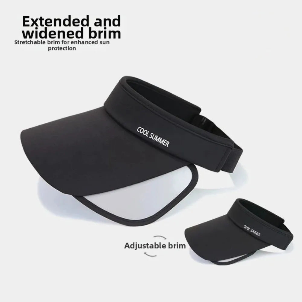 New Breathable Sun Protection Hat Lightweight Adjustable Stretchable Brim Hat Polyester Solid Color Empty Top Sun Hat Sports