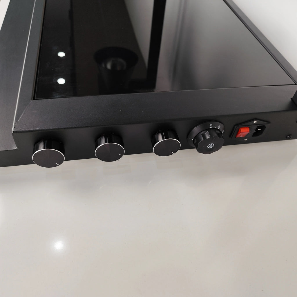 Black Dual-Sided Heating Warming Lamp Station with Infrared Lamp Food Warming Lamp  with Glass Warming Panel for Hotel Buffet