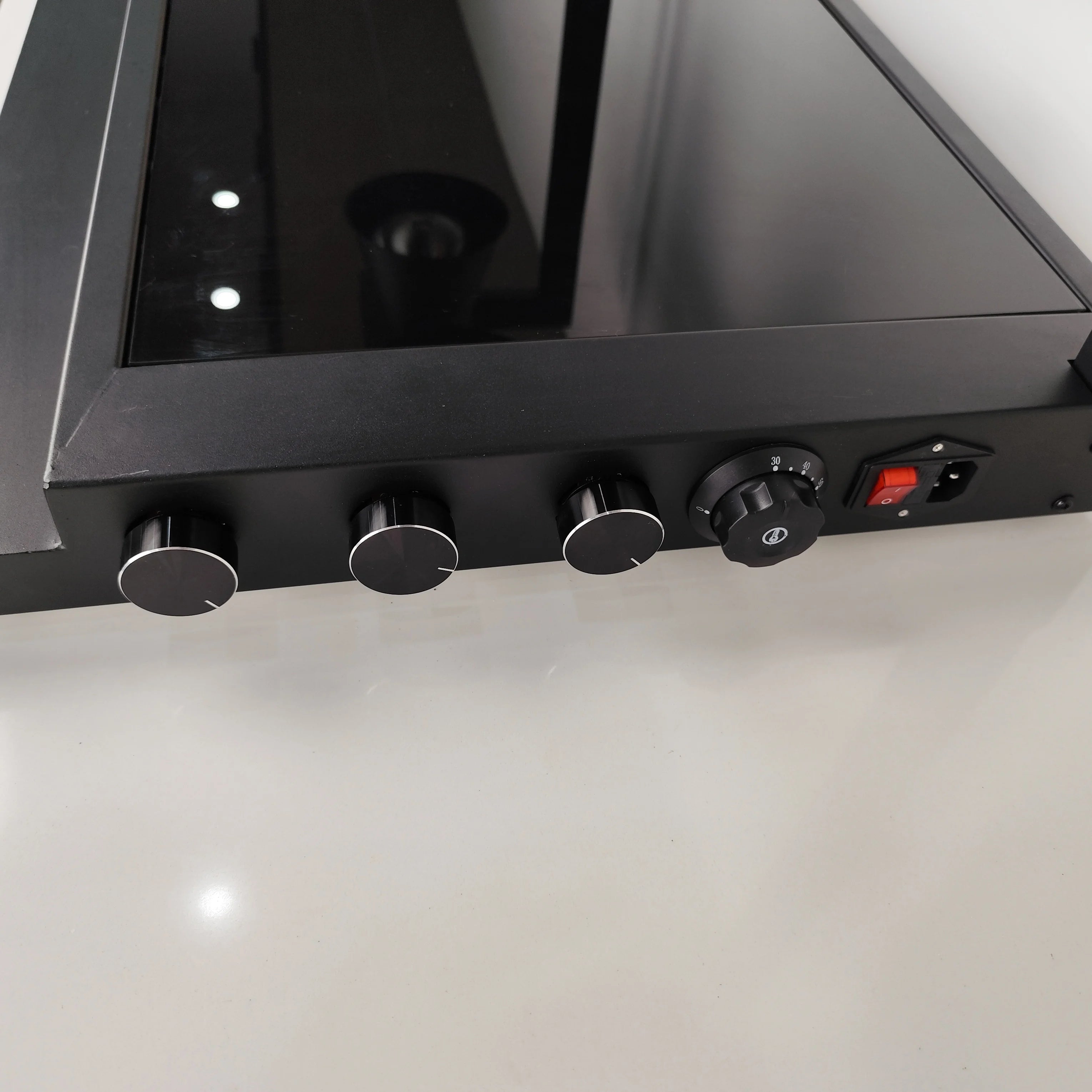 Black Dual-Sided Heating Warming Lamp Station with Infrared Lamp Food Warming Lamp  with Glass Warming Panel for Hotel Buffet