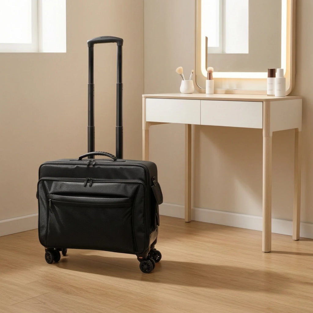 Rolling Makeup Case Hard-Sided Makeup Case with Wheels Cosmetic Trolley with Wheels Retractable Sturdy for Beauticians