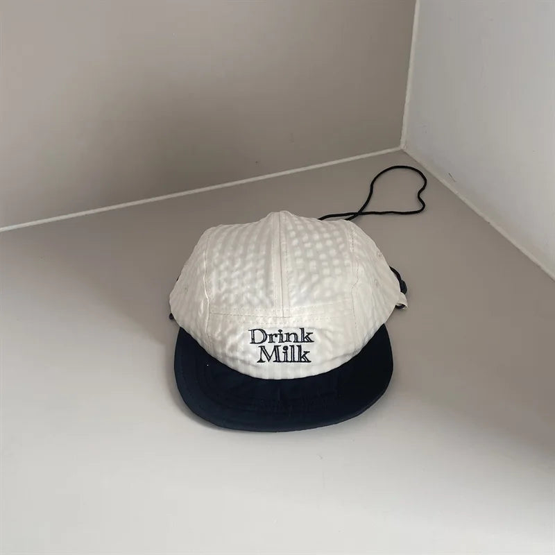Kids Soft Brim Baseball Cap 49-53cm 2-8 Years Fashion Plaid Embroidery Sun Hat Boys Girls Baby Parent-child Adjustable Casquette