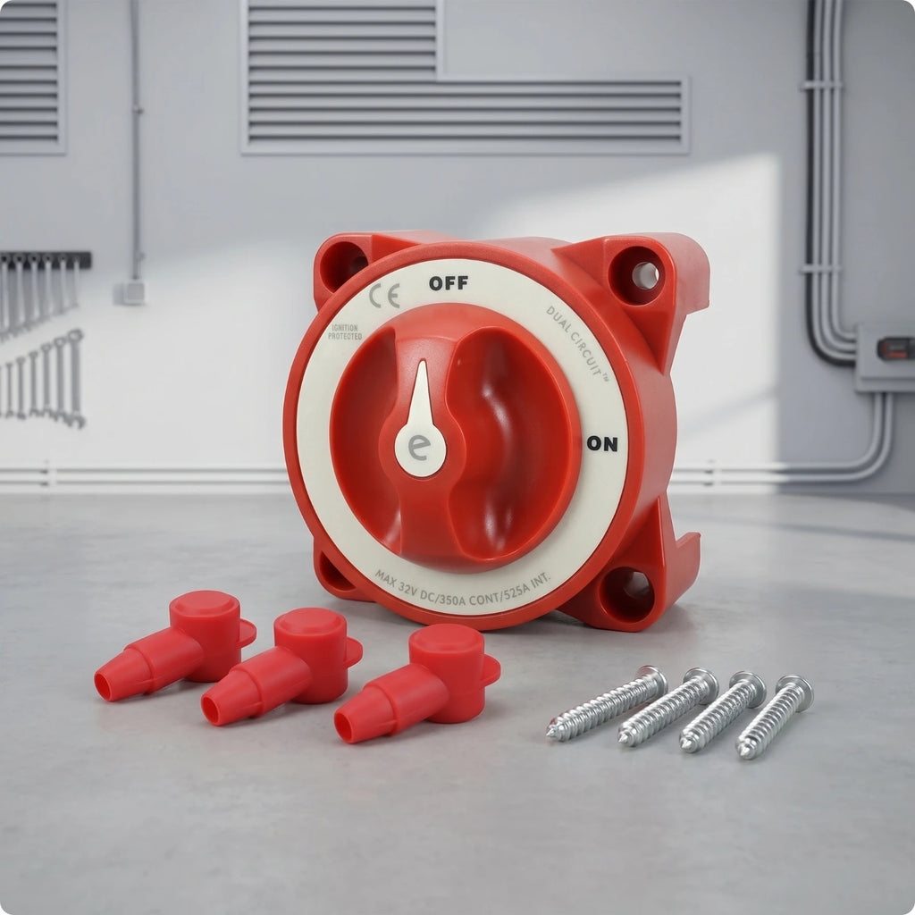 Red Easy Turn Knob Power Accessory Marine Battery Disconnect Switch Rotary Battery Disconnect Switch