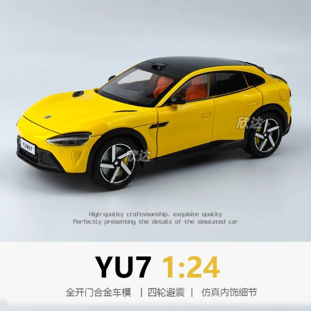 1:24 YU7 Diecast Alloy Electric Car Model with Graffiti Livery Full Open Doors Shock Absorption for Car Collectors Hobby Display