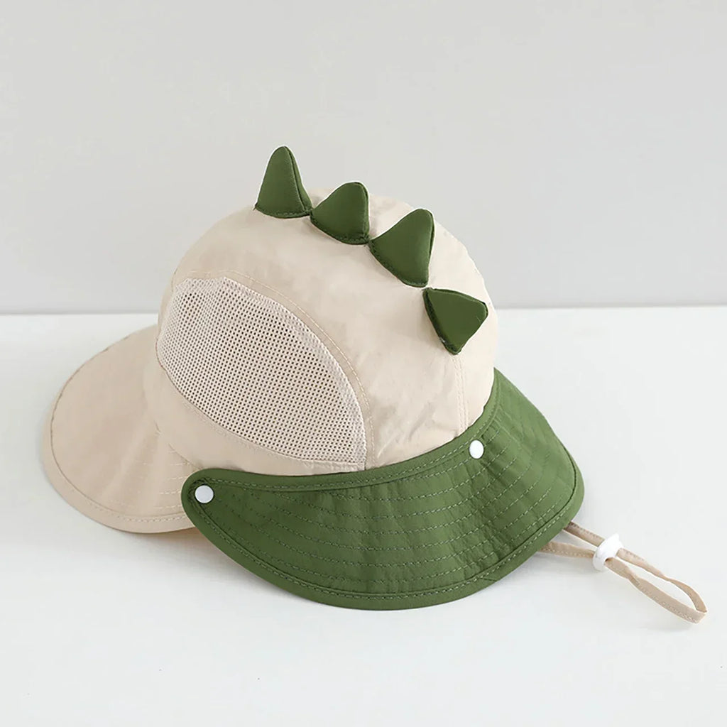 Baby Cartoon Bear Rabbit Ear Sun Hat Breathable Mesh Wide Brim Detachable Shawl UV Protection Visor Cap Summer Beach Travel Hat
