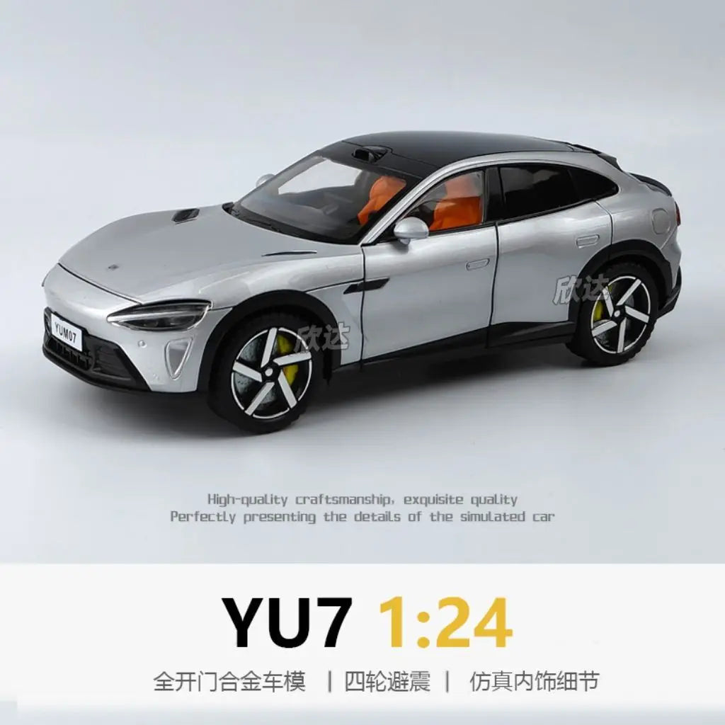 1:24 YU7 Diecast Alloy Electric Car Model with Graffiti Livery Full Open Doors Shock Absorption for Car Collectors Hobby Display
