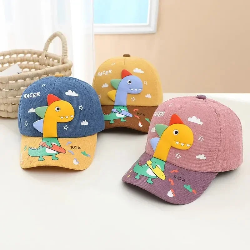Four Seasons Little Dinosaurs, Children's Hats, Children's Baseball Caps, Cute Cartoon Color-Blocked Caps, Outing Sun Hats