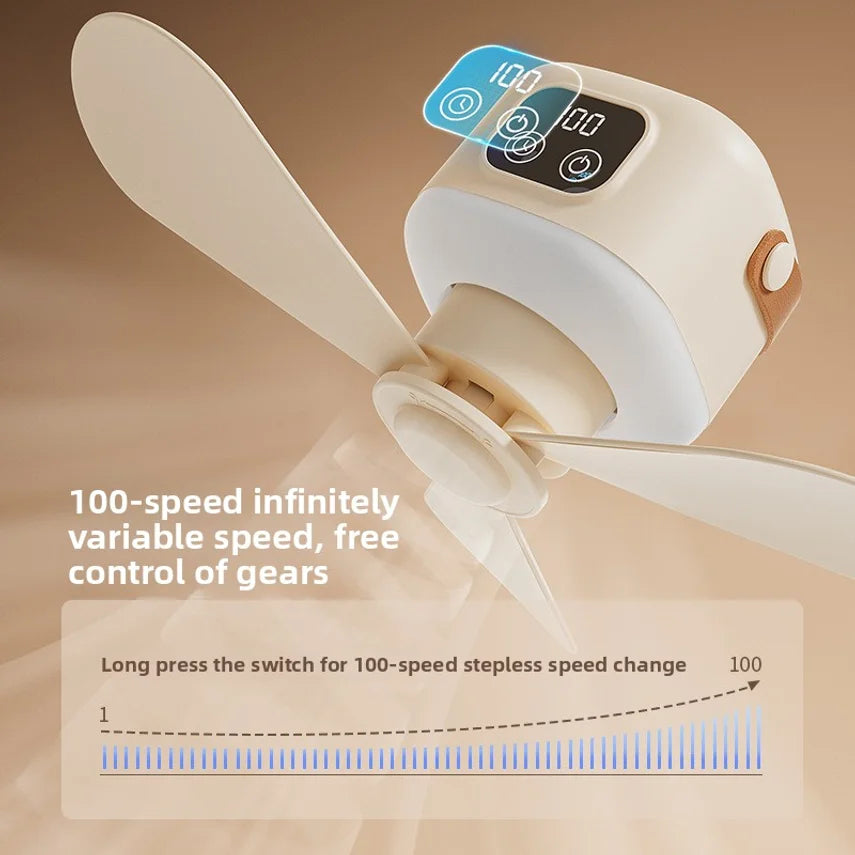 Rechargeable Small Ceiling Fan With Remote Control, Usb Fan For Student Dormitory Bed, Portable Outdoor Camping Fan