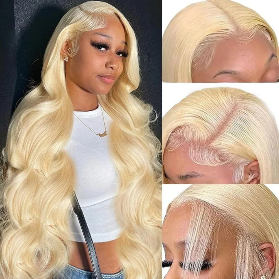 13X6 Body Wave Human Hair Wigs Human Hair Quality Pre Plucked Brazilian Blonde Human Lace Front Wig 613 Hd Lace Frontal Wig
