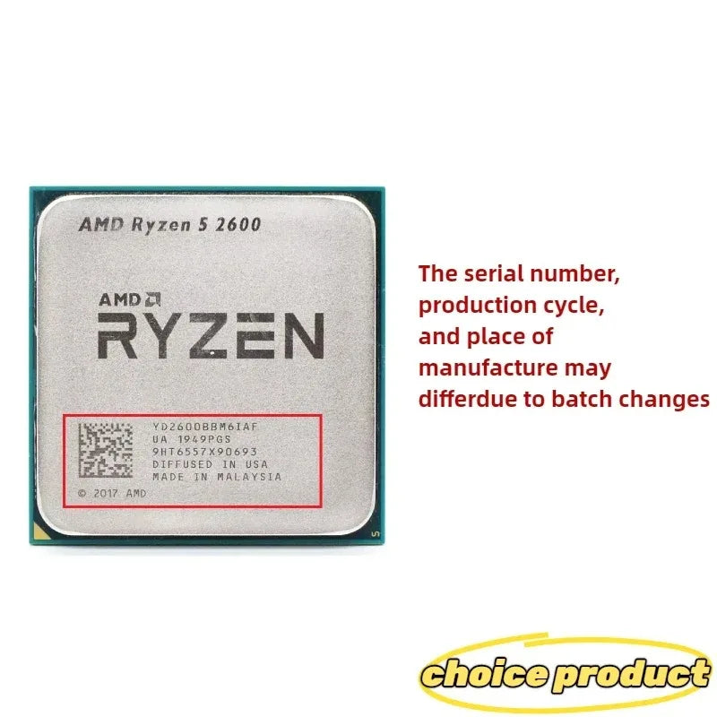 AMD 3.4GHz Base Frequency R5 2600 CPU 6 Core 12 Thread AM4 Socket Stable Performance Desktop Processor