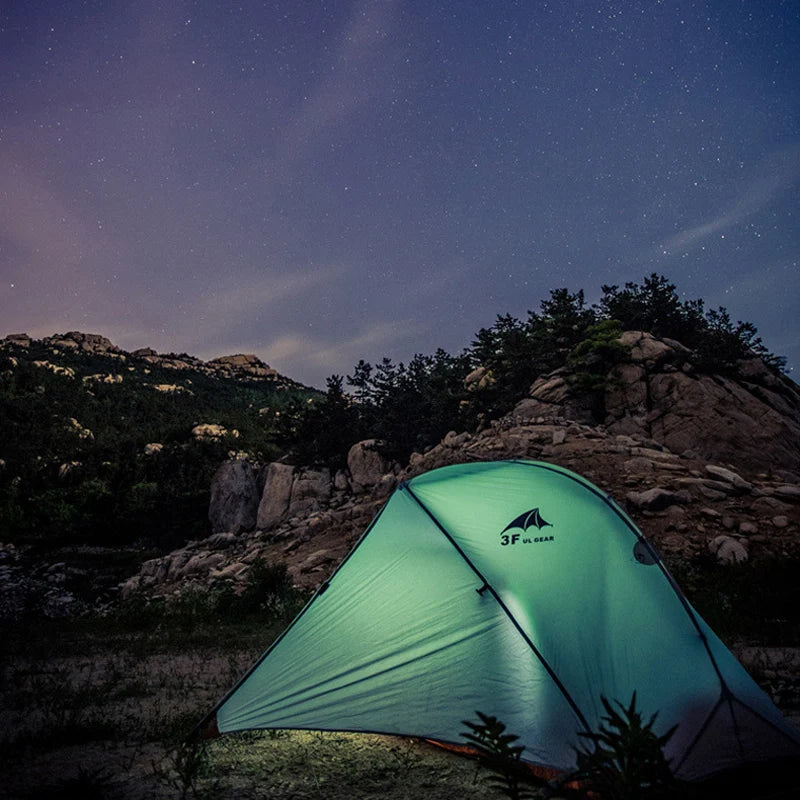 3F UL GEAR 1 Person Camping Tent Ultralight Waterproof Outdoor Travel Tent 15D Silicone Cycling Backpacking Hiking Tent With Mat