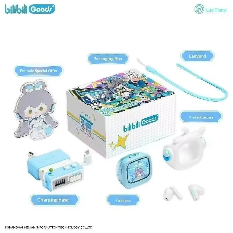 bilibili Official Luo Tianyi Earphones Blind Box Figure Pull Out Charging Base Earbuds Cute Anime Character Gift For Fans