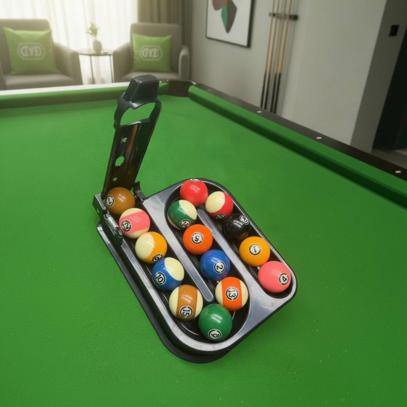 Billiard Rack with Guide Arm Molded Ball Setup Template Billiard Ball Rack Consistent Glossy for Beginners, Solo Practice