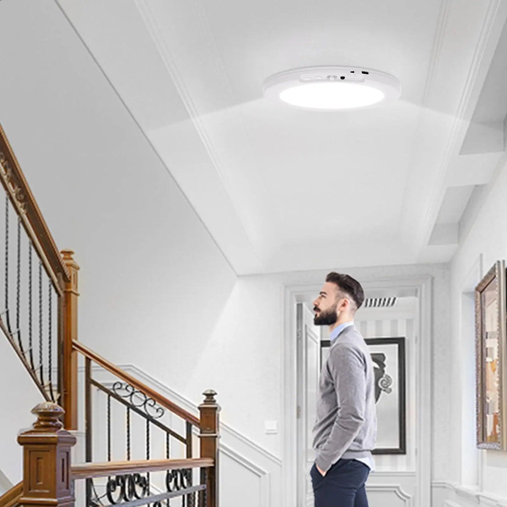 Motion Sensor Closet Light Magnetic Motion Sensor 3-Color Battery Operated Ceiling Light With Remote For Home Pantry Shower