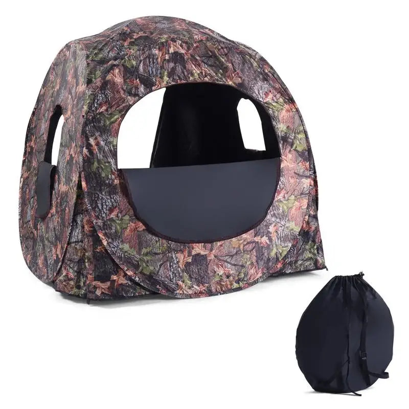 3 Person Pop Up Hunting Tent, PU Oxford Fabric, Steel Frame, 270 Degree View Window, Concealed Outdoor Observation, Carry Bag, Camouflage, 152x152x163 Cm