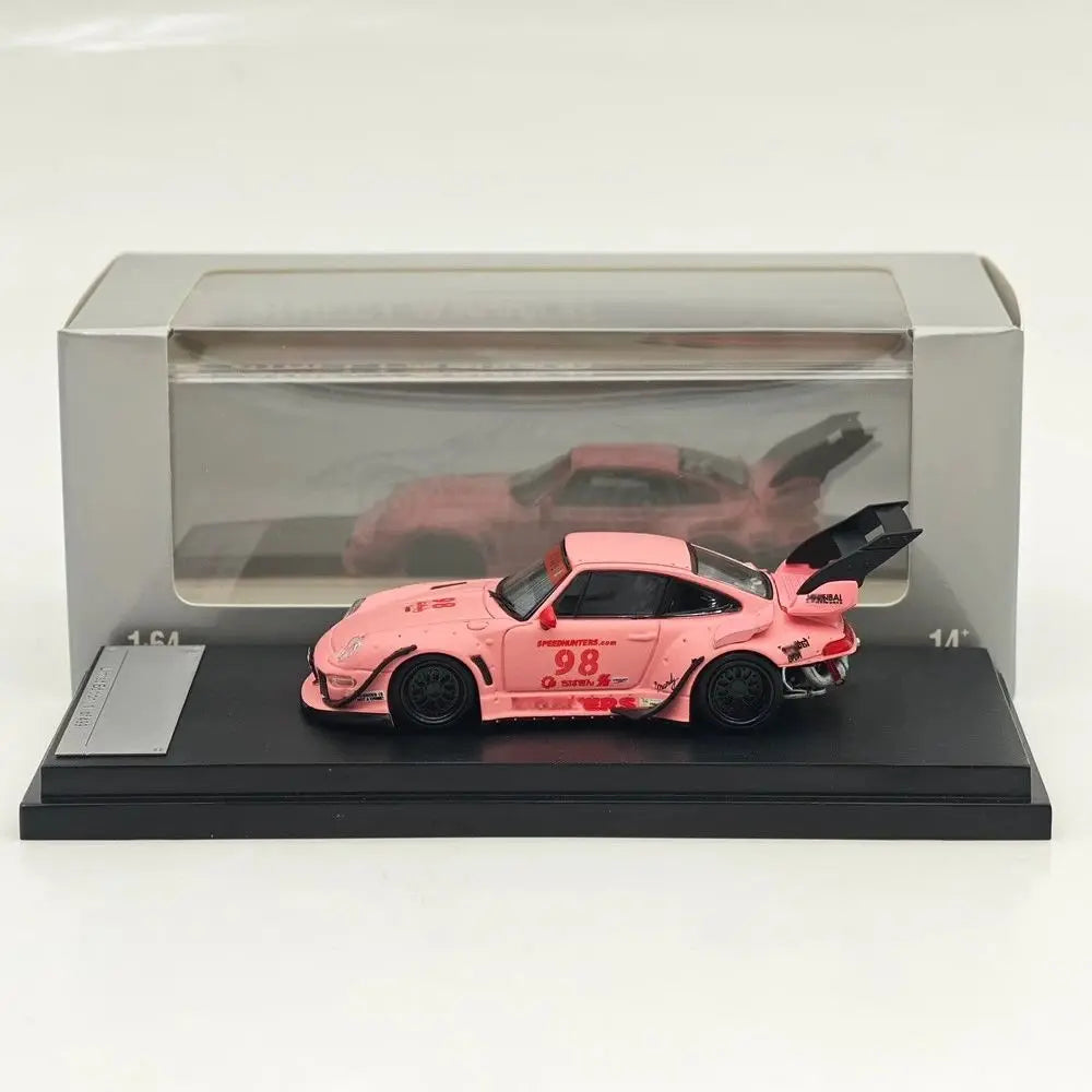 SW 1:64 for 993 Rauh-Welt Begriff #98 #91 Matte Pink/Green Diecast Model Car Miniature Limited Collection Toy Vehicle Models
