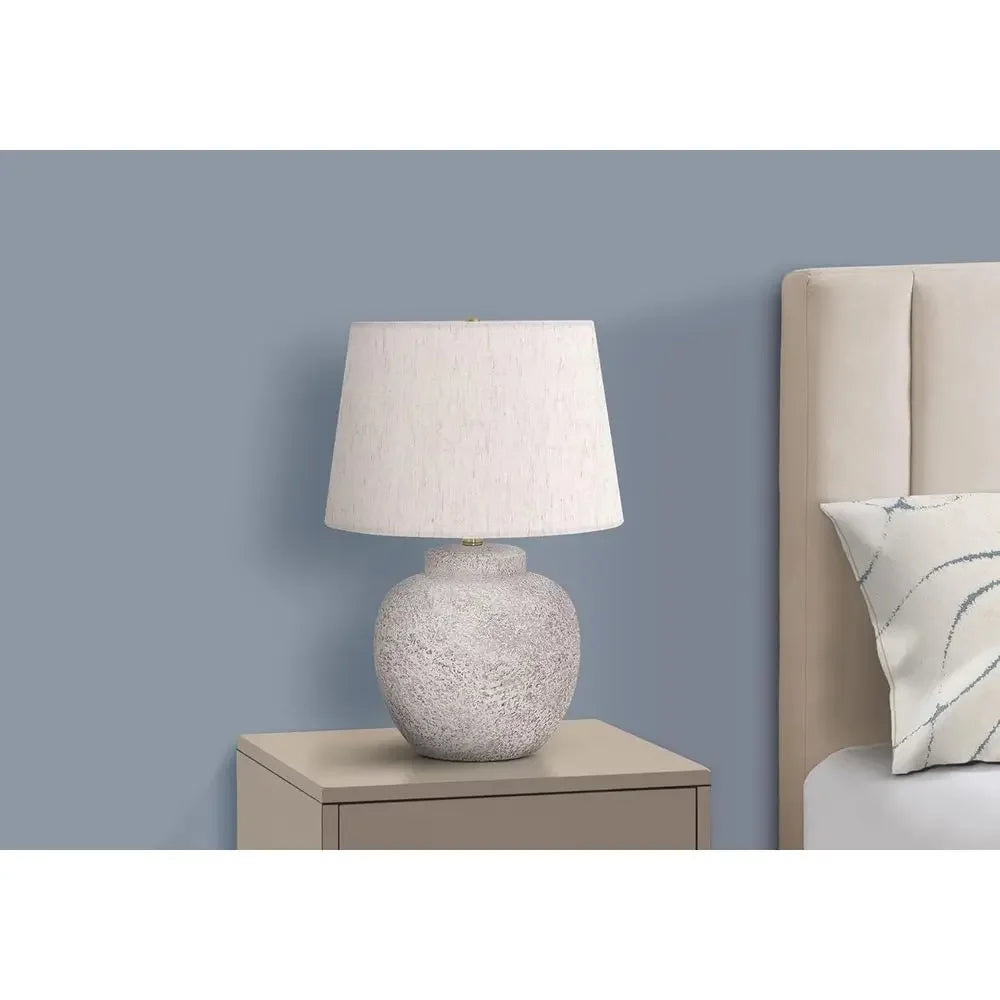 Cream Concrete Table Lamp with Ivory/Cream Shade