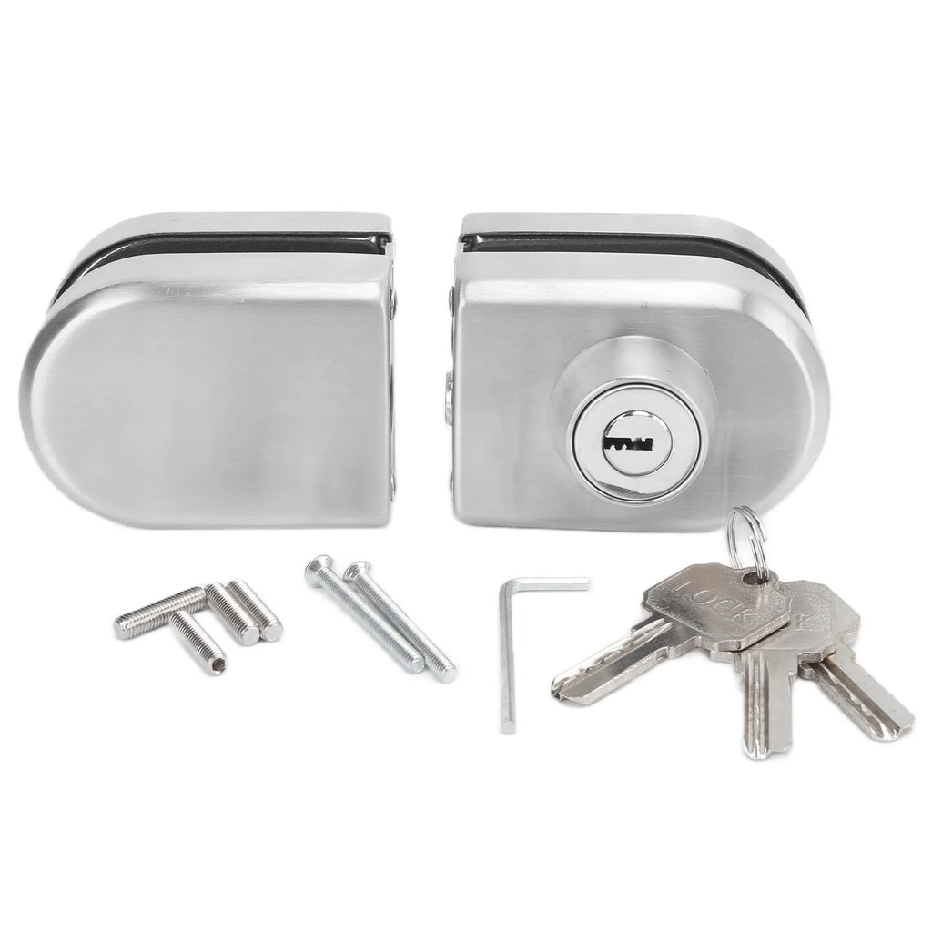 Stainless Steel Double Push Sliding Glass Door Access Control Lock With 3 Keys Anti Theft Security Door Lock