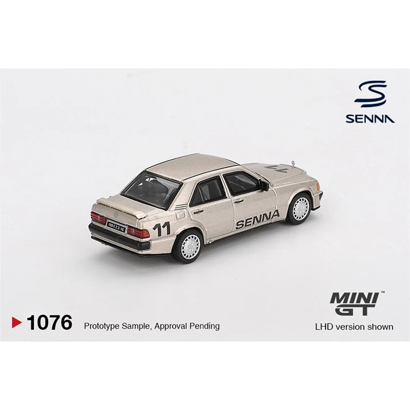 MINIGT 1076 In stock 1:64 Mercedes Benz 190 E 2.3 16 #11 Ayrton Senna 1984 Nürburgring Diecast Car Model Collection Toys