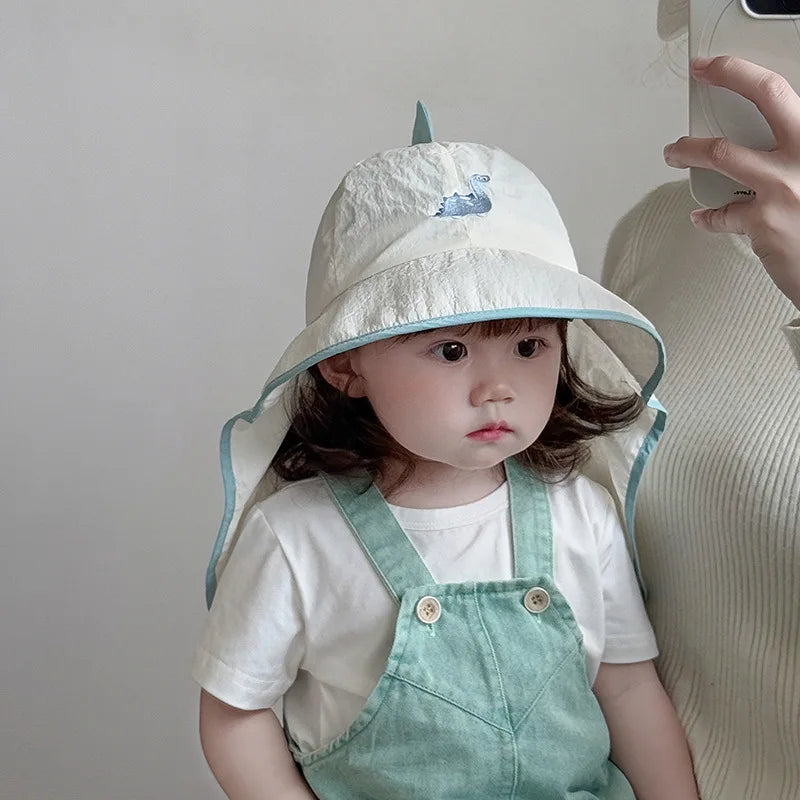 UV Block cap Baby’s summer hats beach accessories Boy Girls Sunshade Large brim Sunshade Shawl Breathable hat for sun protection