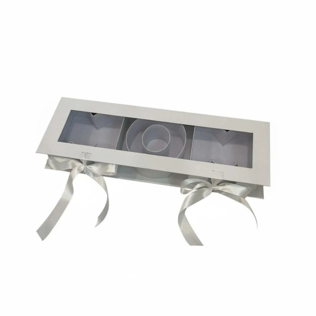 MOM Letter Gift Box Clear View Window Rectangular MOM Letter Display Box Elegant Design Flower Container for Moms, Weddings,