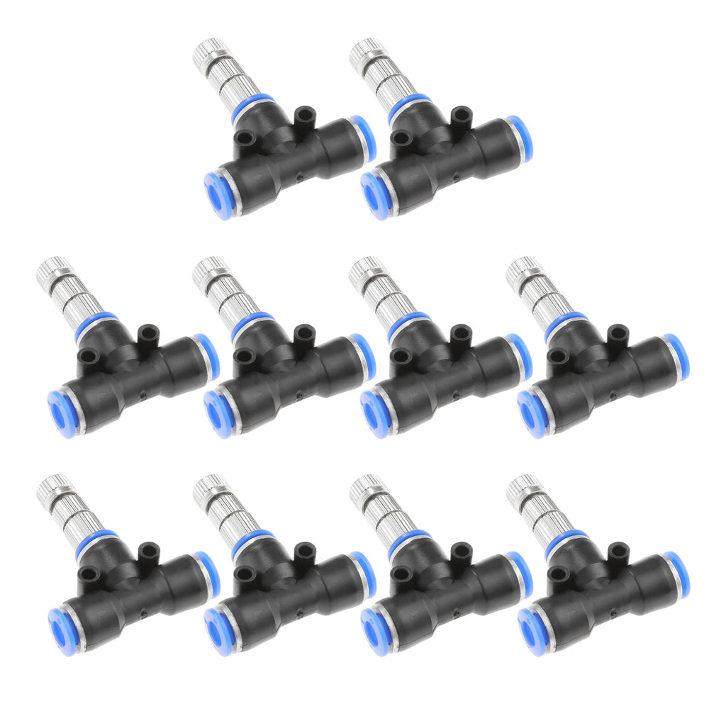 20 Pcs/set Misting Nozzles Kit 0.3mm Misting System Heads with 1/4" Water Misting Nozzle Tees Sprayer for Outdoor Cooling System