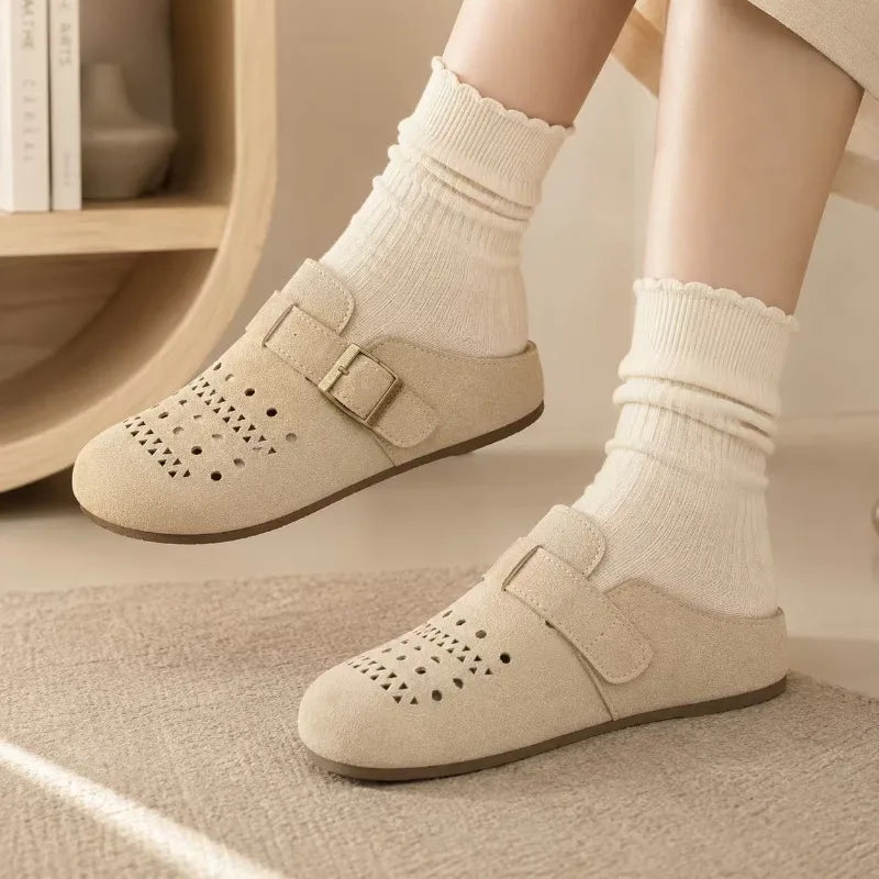 Women's Summer Thick Bottom Slip-On Sandals Open-Toe Platform Clog Shoes round Toe Convenient Glue-Welding Process Outdoor Footw