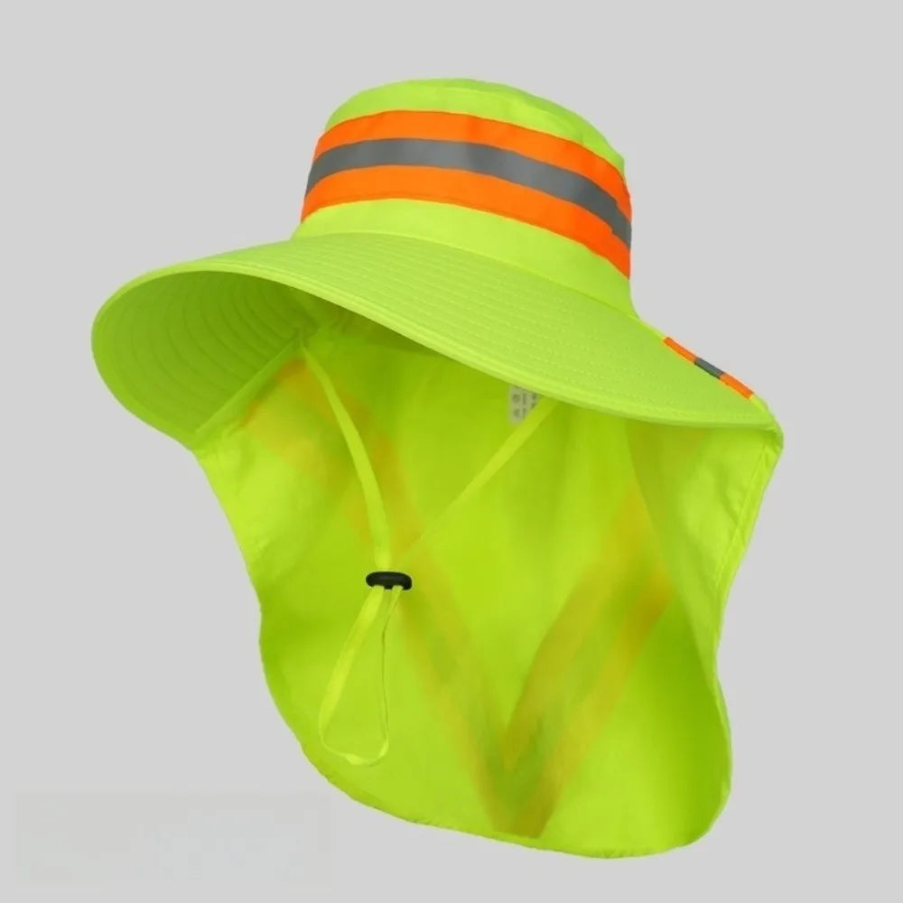 Adjustable Design Reflective Sun Hat Large Brim Sun Protection Anti-UV Bucket Hat Neck Shawl UV Protection